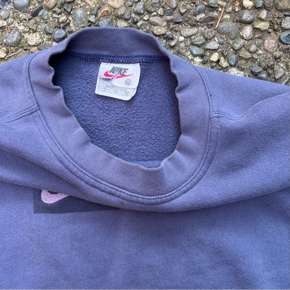 Vintage 90s Purple Embroidered Nike Logo Crewneck Sweatshirt - Picture 3 of 4